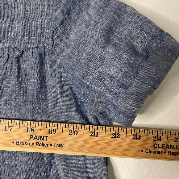 Clorinda Antinori Italian 100% Linen Maxi Dress Denim Blue XS Tiered Ruffle - Picture 9 of 10